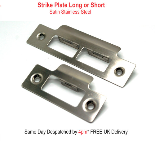 Door strike plate satin steel - strike,