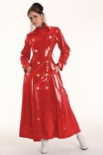 Women's Red PVC Long Trench