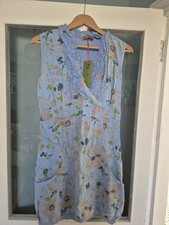 Blue Floral Linen Dress Sz M L
