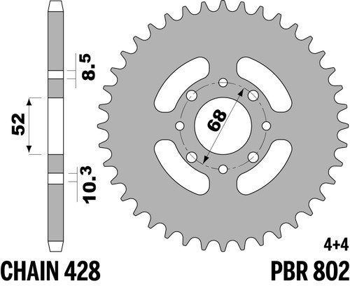 Pbr rear sprocket silver - sprocket,