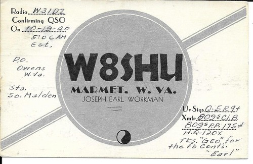 Qsl 1940 marmet - west, virginia