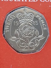 1985 BUNC 20p Tudor Rose