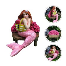 1 Set Mermaid with Chair Statue Resin Mermaid Figurine Home Desktop Decoration