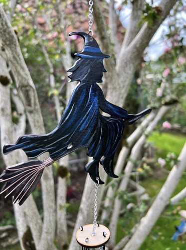Hand painted flying witch wind - painted,
