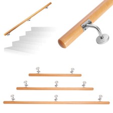 Wooden Stair Handrail Step Grab Rail Wall Rails Staircase Safety with Brackets