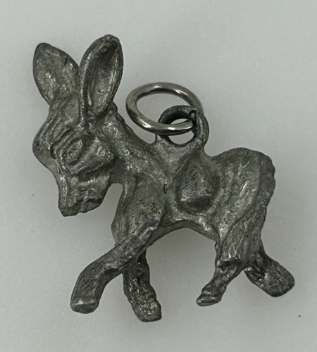 Vintage pewter donkey charm - pewter,