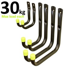 6x Heavy Duty J Storage Hooks Garage Tool Bike Ladder Wall Mounted Brackets Shed