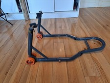 Motorcycle Rear Paddock Stand with L-Adapters in Grey/Orange