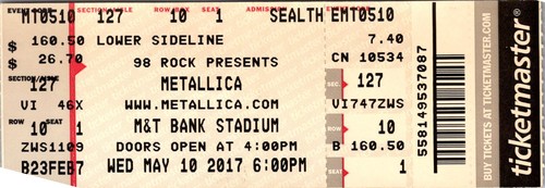 Metallica concert ticket may - metallica,