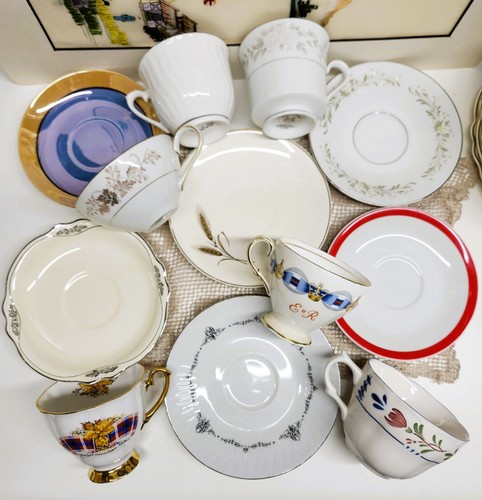 Mismatched china tea - tea, cups