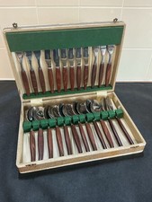 VTG/ CANTEEN OF CUTLERY/SET OF 24/ WOODEN GLOSS HANDLES/ SHEFFIELD STEEL.