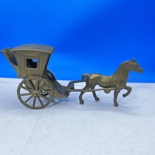 Brass Horse and Hackney Carriage 6in long lovely Authentic Vintage 