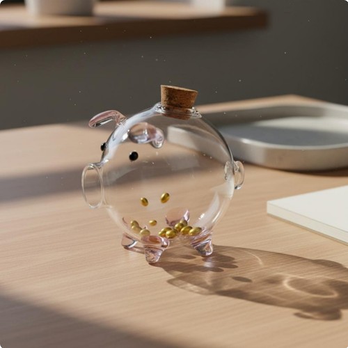 Clear glass piggy - piggy, bank