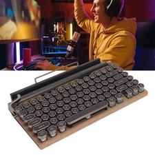 Typewriter Keyboard 83 Keys Vintage Wireless Mechanical with Metal Round