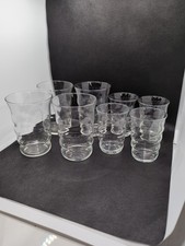 Set 8 Vintage Wavy Glass Tumblers Small & Large Cordial Water Glasses stackable