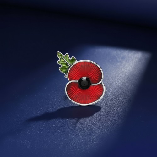 Red flower veteran brooch - brooch, pins