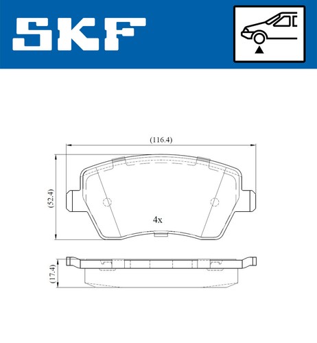 Vkbp 80003 skf brake pad - pad, set