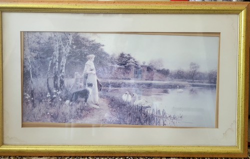 Woman lake print on frame - in,