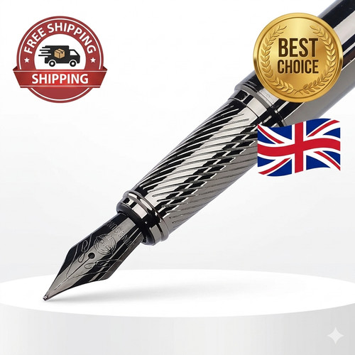 Silver grey metal fountain pen - silver,