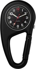 Clip on Watch Carabiner: Men Women Glow in The Dark Fob All Black 