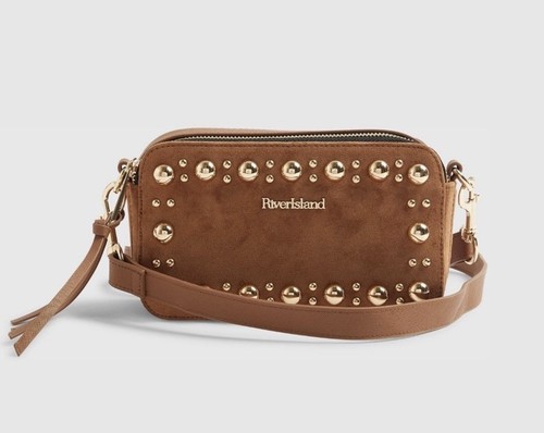 River island brown - brown, studded