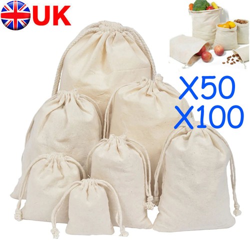 100x cotton drawstring bags - 50/100x,