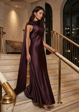 REISS Fae Satin Cape Maxi