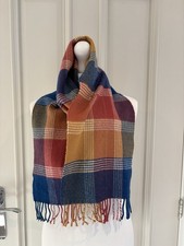 Johnstons Multicoloured Lambswool Check Tartan Print Tassel Scarf ,Defect