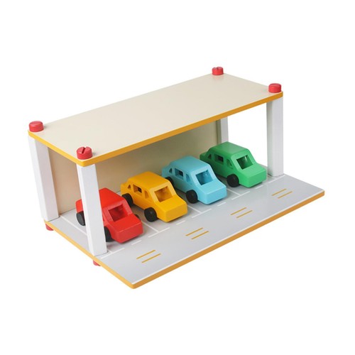 Wooden parking lot with - wooden,
