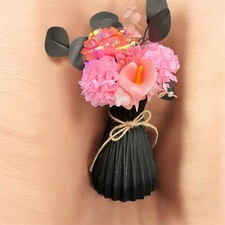 Black vase with pink - black,