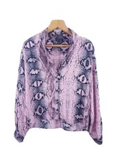 TopShop Womens snake skin print Long Sleeve Shirt Pink/Black Size 10UK 