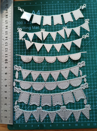 Pce cute bunting flags die - cute,
