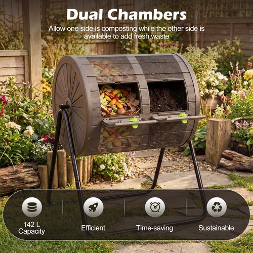 Dual chamber compost - compost, tumbler