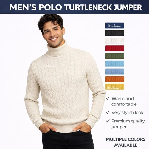 Men cable knit jumper - jumper, turtle