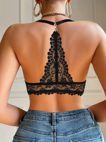 Ladies front closure lace bra - front,