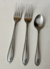 Vtg Viners Bead Beaded Stanless Steel 17cm Dessert Forks & Teaspoon  - Cutlery