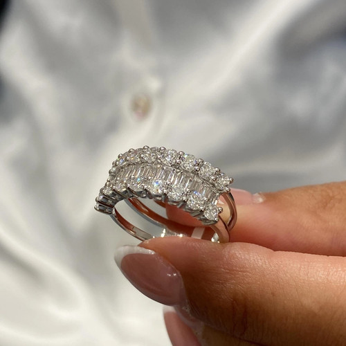 14k white gold - white, half