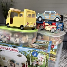 Sylvanian Families Collection ..House, Car ,motorbike ,Caravan & School Bus VGC