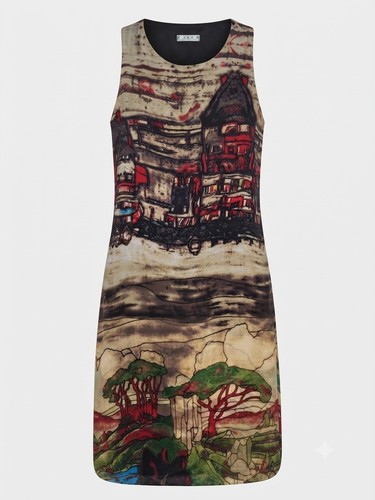 Artistic print maxi dress long - maxi,