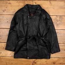 Vintage GIII Leather Jacket M 90s Mac Belted Black