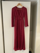Lucca Long sleeved Satin Finish Dress Red S
