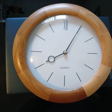 Quartz Clock Wall Mounted  Round Wooden Effect Vintage Retro Spares Repair