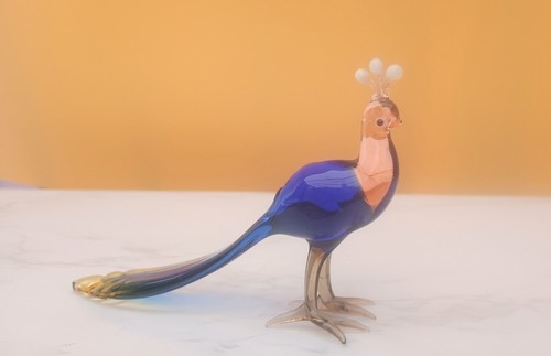 Glass peacock figurine - peacock, small