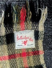 Vintage Ballantyne Rug, Hand Woven Wool, Scotland, Throw Blanket, Dark Green