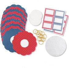 Gingham Jam Pot Covers 1lb Jar Preserves Chutney Pickle Label Wax Disc Cellophan