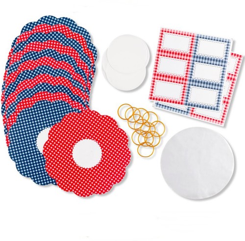Gingham jam pot covers 1lb - covers,