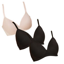 3 PACK - Ex M&S Non Wired Plunge T-Shirt Bra in Black and Nude Size 32 - 38