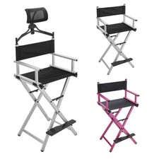 Premium Tall Portable Folding Makeup Artist Chair Directors Chair w/No Headrest