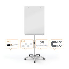Nobo Glass Mobile Flipchart Easel Magnetic 700X1000mm Silver 1903949
