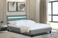 Fabric Modern Bed Frame With Optional LED 3ft 4ft 4ft6 5ft